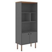 Modern display bookcase cabinet with 5 shelves in gray and nature by Manhattan Comfort additional picture 7