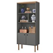 Modern display bookcase cabinet with 5 shelves in gray and nature by Manhattan Comfort additional picture 9