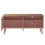 53.54 modern TV stand with media shelves and solid wood legs in ceramic pink and nature by Manhattan Comfort additional picture 4