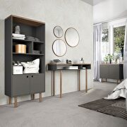 47.24 modern console accent table entryway with 2 shelves in gray and nature by Manhattan Comfort additional picture 11