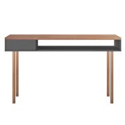 47.24 modern console accent table entryway with 2 shelves in gray and nature by Manhattan Comfort additional picture 4