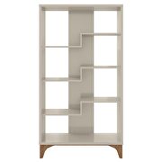 Geometric modern bookcase with 4 shelves in off white additional photo 2 of 7