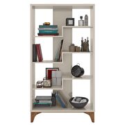 Geometric modern bookcase with 4 shelves in off white by Manhattan Comfort additional picture 7