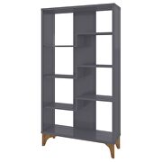 Geometric modern bookcase with 4 shelves in gray by Manhattan Comfort additional picture 7