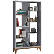 Geometric modern bookcase with 4 shelves in gray by Manhattan Comfort additional picture 8