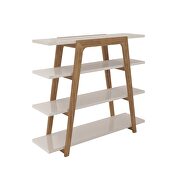 Geometric 47.24 modern ladder bookcase with 4 shelves in off white by Manhattan Comfort additional picture 6