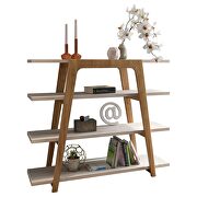 Geometric 47.24 modern ladder bookcase with 4 shelves in off white by Manhattan Comfort additional picture 8