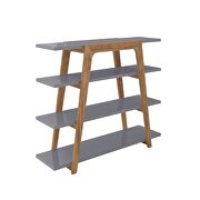Geometric 47.24 modern ladder bookcase with 4 shelves in gray by Manhattan Comfort additional picture 6
