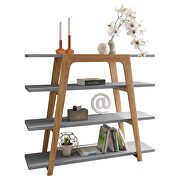 Geometric 47.24 modern ladder bookcase with 4 shelves in gray by Manhattan Comfort additional picture 8