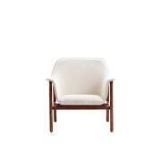 Cream and walnut linen weave accent chair additional photo 2 of 4