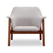 Gray and walnut linen weave accent chair additional photo 3 of 4