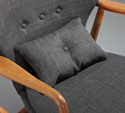 Charcoal and walnut linen weave accent chair additional photo 3 of 5