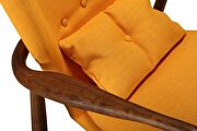 Yellow and walnut linen weave accent chair additional photo 3 of 5