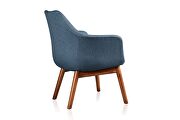 Blue and walnut twill accent chair additional photo 3 of 4