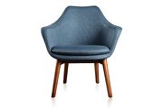 Blue and walnut twill accent chair additional photo 5 of 4