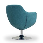 Blue and polished chrome twill swivel accent chair additional photo 2 of 4