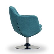 Blue and polished chrome twill swivel accent chair additional photo 3 of 4