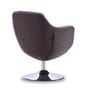 Gray and polished chrome twill swivel accent chair additional photo 2 of 4