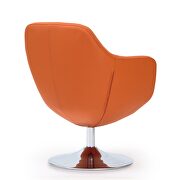 Orange and polished chrome faux leather swivel accent chair additional photo 3 of 4