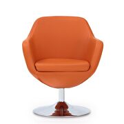 Orange and polished chrome faux leather swivel accent chair additional photo 5 of 4