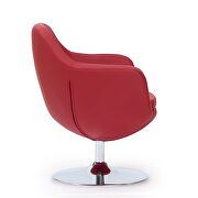 Red and polished chrome faux leather swivel accent chair by Manhattan Comfort additional picture 4