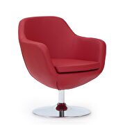 Red and polished chrome faux leather swivel accent chair by Manhattan Comfort additional picture 5