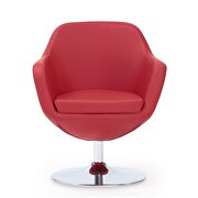 Red and polished chrome faux leather swivel accent chair by Manhattan Comfort additional picture 6