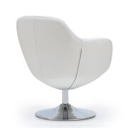 White and polished chrome faux leather swivel accent chair additional photo 3 of 2