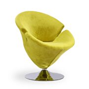 Green and polished chrome velvet swivel accent chair additional photo 2 of 5