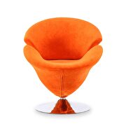 Orange and polished chrome velvet swivel accent chair by Manhattan Comfort additional picture 4