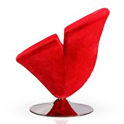 Red and polished chrome velvet swivel accent chair by Manhattan Comfort additional picture 2