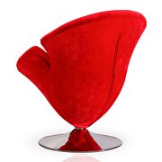 Red and polished chrome velvet swivel accent chair by Manhattan Comfort additional picture 4