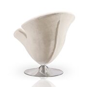 White and polished chrome velvet swivel accent chair additional photo 4 of 5