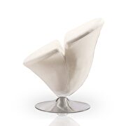 White and polished chrome velvet swivel accent chair additional photo 5 of 5