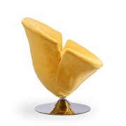 Yellow and polished chrome velvet swivel accent chair additional photo 2 of 4