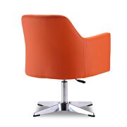 Orange and polished chrome faux leather adjustable height swivel accent chair additional photo 2 of 4