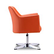 Orange and polished chrome faux leather adjustable height swivel accent chair additional photo 3 of 4