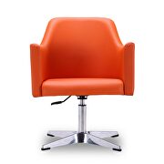 Orange and polished chrome faux leather adjustable height swivel accent chair by Manhattan Comfort additional picture 4