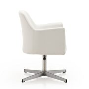 White and polished chrome faux leather adjustable height swivel accent chair by Manhattan Comfort additional picture 4