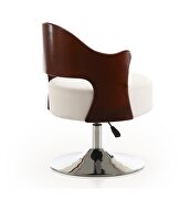 White and polished chrome faux leather adjustable height swivel accent chair additional photo 4 of 3