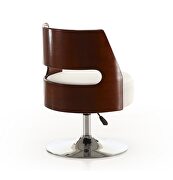 White and polished chrome faux leather adjustable height swivel accent chair additional photo 3 of 4