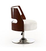 White and polished chrome faux leather adjustable height swivel accent chair additional photo 4 of 4