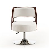 White and polished chrome faux leather adjustable height swivel accent chair additional photo 5 of 4