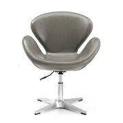 Pebble and polished chrome faux leather adjustable swivel chair by Manhattan Comfort additional picture 5