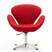Red and polished chrome wool blend adjustable swivel chair additional photo 5 of 4