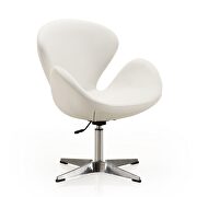 White and polished chrome faux leather adjustable swivel chair additional photo 4 of 4