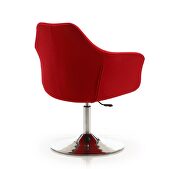 Red and polished chrome wool blend adjustable height swivel accent chair additional photo 3 of 4