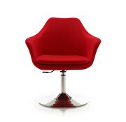 Red and polished chrome wool blend adjustable height swivel accent chair by Manhattan Comfort additional picture 4
