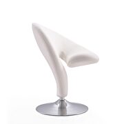 Cream and polished chrome wool blend swivel accent chair additional photo 4 of 5