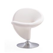 Cream and polished chrome wool blend swivel accent chair additional photo 5 of 5
